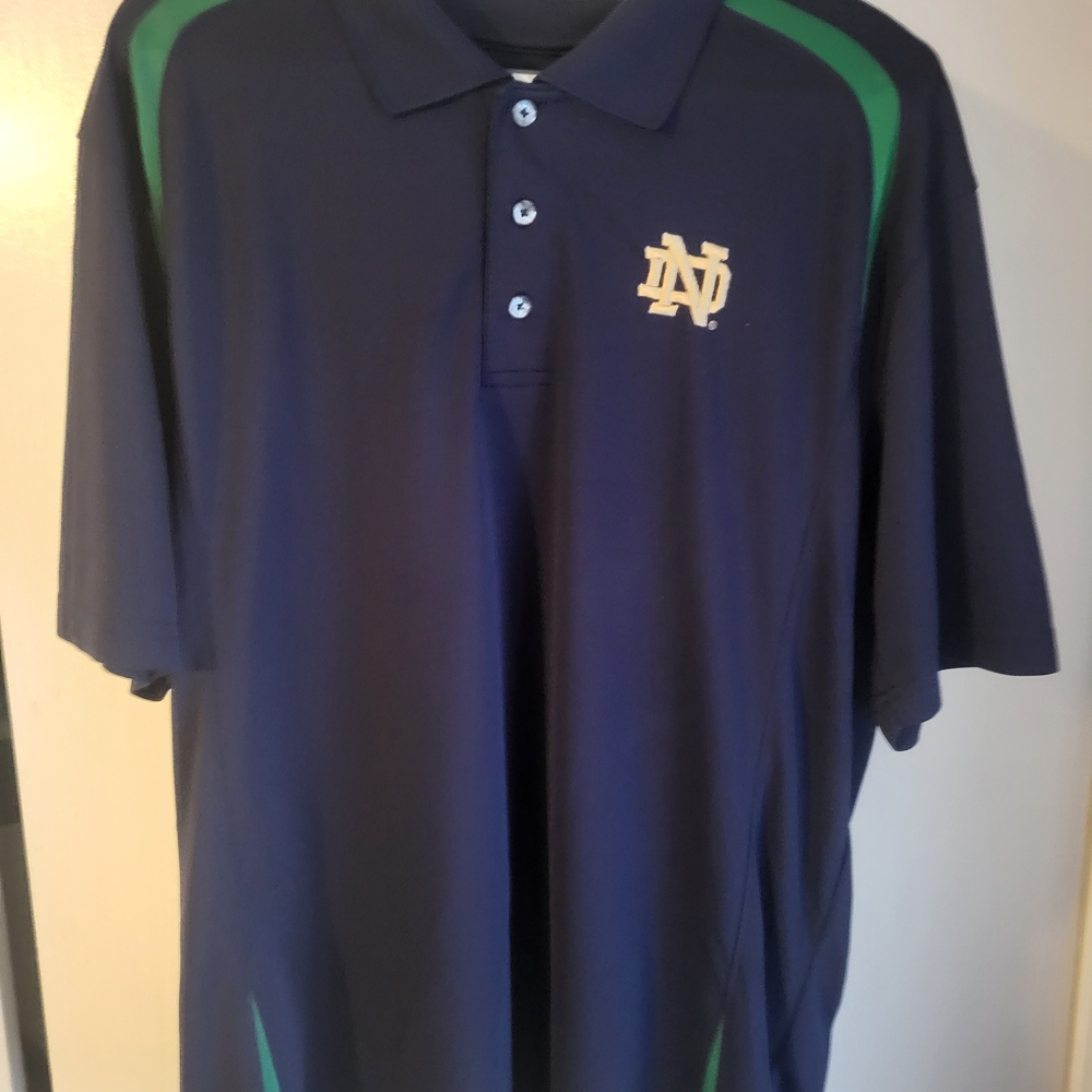 Navy Blue Polo Shirt with Green Accents